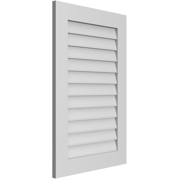 Ekena Millwork Vertical Surface Mount PVC Gable Vent: Non-Functional, w/ 3-1/2"W x 1"P Standard Frame, 24"W x 36"H - GVPVE24X3601SN