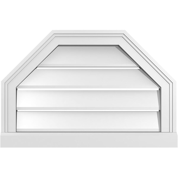 Ekena Millwork Octagonal Top Surface Mount PVC Gable Vent w/ 2"W x 2"P Brickmould Sill Frame, 24"W x 16"H - GVPOT24X1603SF