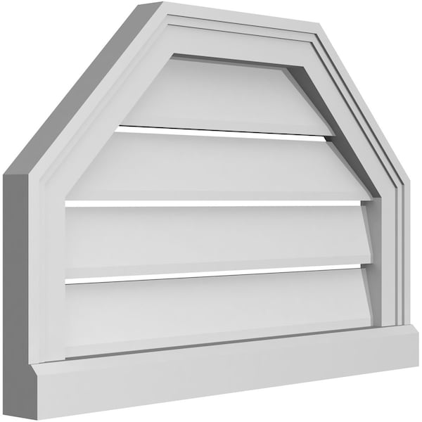 Ekena Millwork Octagonal Top Surface Mount PVC Gable Vent w/ 2"W x 2"P Brickmould Sill Frame, 24"W x 16"H - GVPOT24X1603SF
