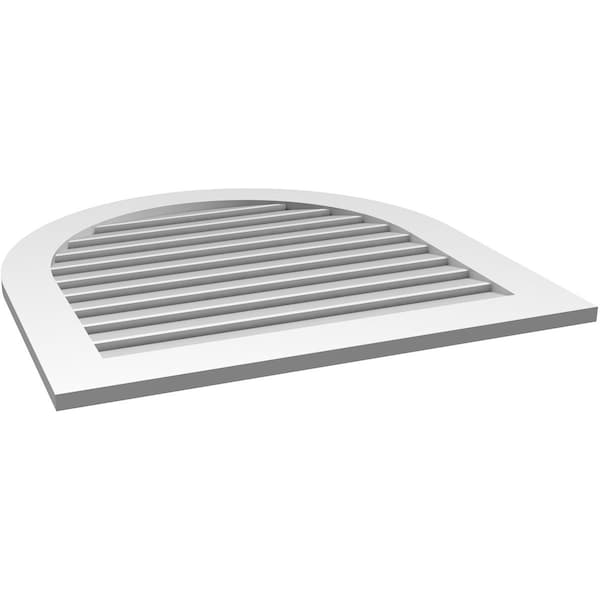 Ekena Millwork Round Top Surface Mount PVC Gable Vent: Functional, w/ 3-1/2"W x 1"P Standard Frame, 34"W x 34"H - GVPRT34X3401SF