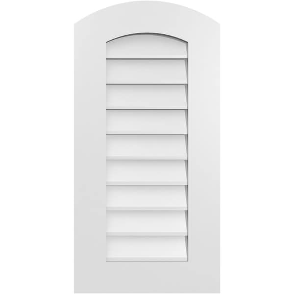 Ekena Millwork Arch Top Surface Mount PVC Gable Vent: Functional, w/ 3-1/2"W x 1"P Standard Frame, 16"W x 32"H - GVPAR16X3201SF