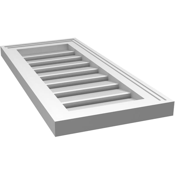 Ekena Millwork Vertical Surface Mount PVC Gable Vent: Functional, w/ 2"W x 1-1/2"P Brickmould Frame, 12"W x 26"H - GVPVE12X2602SF