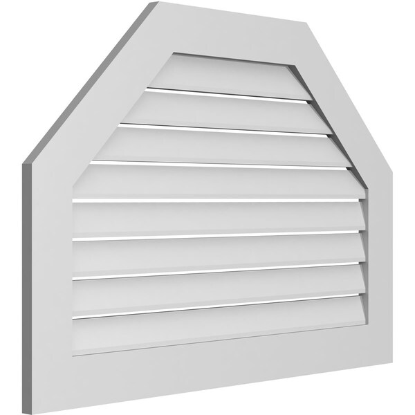 Ekena Millwork Octagonal Top Surface Mount PVC Gable Vent: Functional, w/ 3-1/2"W x 1"P Standard Frame, 40"W x 28"H - GVPOT40X2801SF
