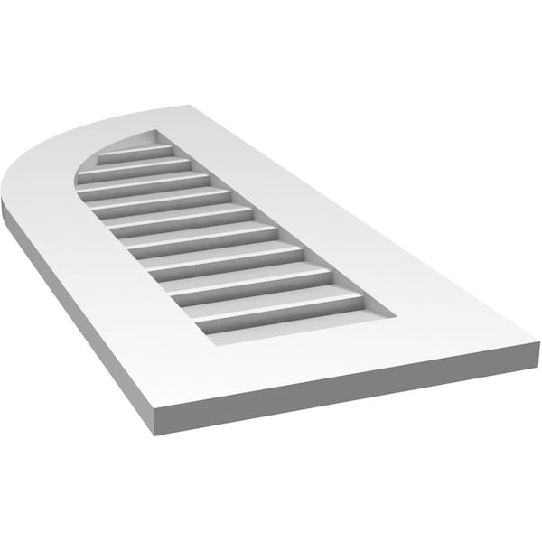 Ekena Millwork Quarter Round Top Left Surface Mount PVC Gable Vent w/ 3-1/2"W x 1"P Standard Frame, 14"W x 34"H - GVPQL14X3401SF