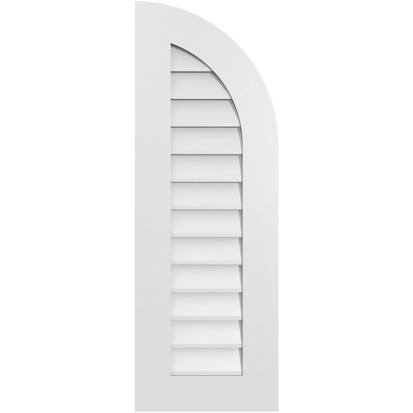 Ekena Millwork Quarter Round Top Right Surface Mount PVC Gable Vent w/ 3-1/2"W x 1"P Standard Frame, 14"W x 40"H - GVPQR14X4001SN