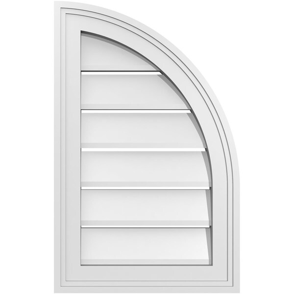 Ekena Millwork Quarter Round Top Right Surface Mount PVC Gable Vent w/ 2"W x 1-1/2"P Brickmould Frame, 14"W x 22"H - GVPQR14X2202SF