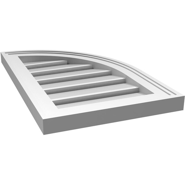 Ekena Millwork Quarter Round Top Right Surface Mount PVC Gable Vent w/ 2"W x 1-1/2"P Brickmould Frame, 14"W x 22"H - GVPQR14X2202SF