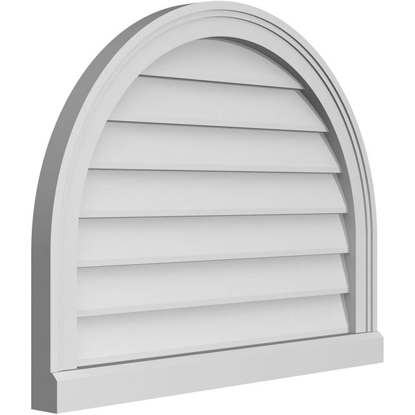 Ekena Millwork Round Top Surface Mount PVC Gable Vent w/ 2"W x 2"P Brickmould Sill Frame, 28"W x 22"H - GVPRT28X2203SN