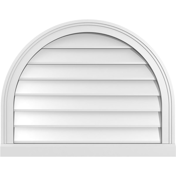 Ekena Millwork Round Top Surface Mount PVC Gable Vent w/ 2"W x 2"P Brickmould Sill Frame, 28"W x 22"H - GVPRT28X2203SN
