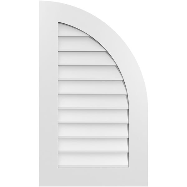Ekena Millwork Quarter Round Top Right Surface Mount PVC Gable Vent w/ 3-1/2"W x 1"P Standard Frame, 20"W x 34"H - GVPQR20X3401SN