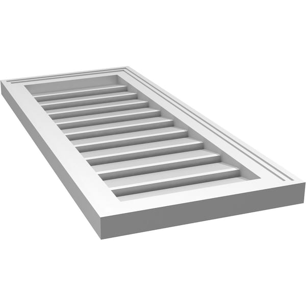 Ekena Millwork Vertical Surface Mount PVC Gable Vent: Functional, w/ 2"W x 1-1/2"P Brickmould Frame, 14"W x 32"H - GVPVE14X3202SF