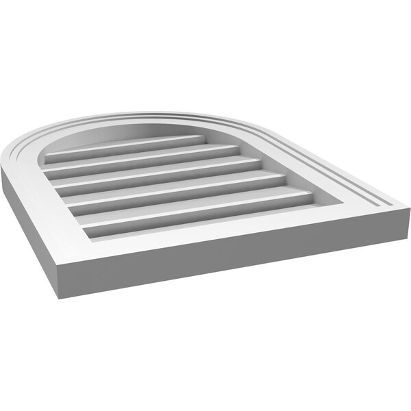 Ekena Millwork Round Top Surface Mount PVC Gable Vent: Functional, w/ 2"W x 1-1/2"P Brickmould Frame, 16"W x 20"H - GVPRT16X2002SF