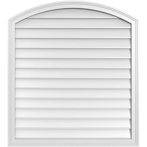 Ekena Millwork Arch Top Surface Mount PVC Gable Vent: Functional, w/ 2"W x 1-1/2"P Brickmould Frame, 36"W x 40"H - GVPAR36X4002SF