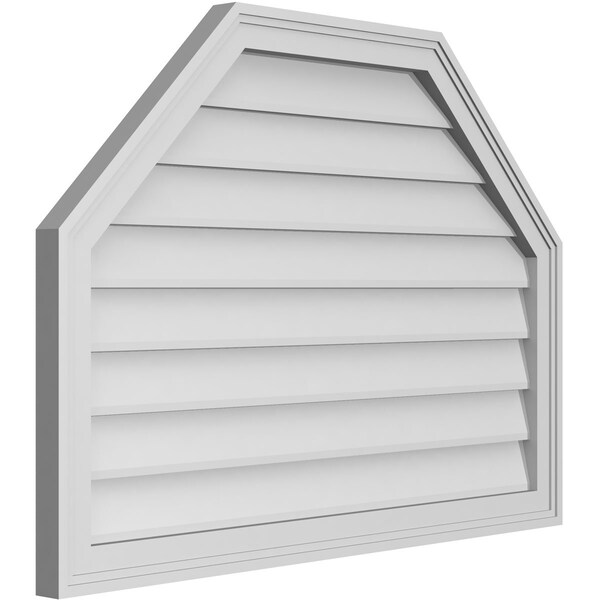 Ekena Millwork Octagonal Top Surface Mount PVC Gable Vent w/ 2"W x 1-1/2"P Brickmould Frame, 36"W x 26"H - GVPOT36X2602SN