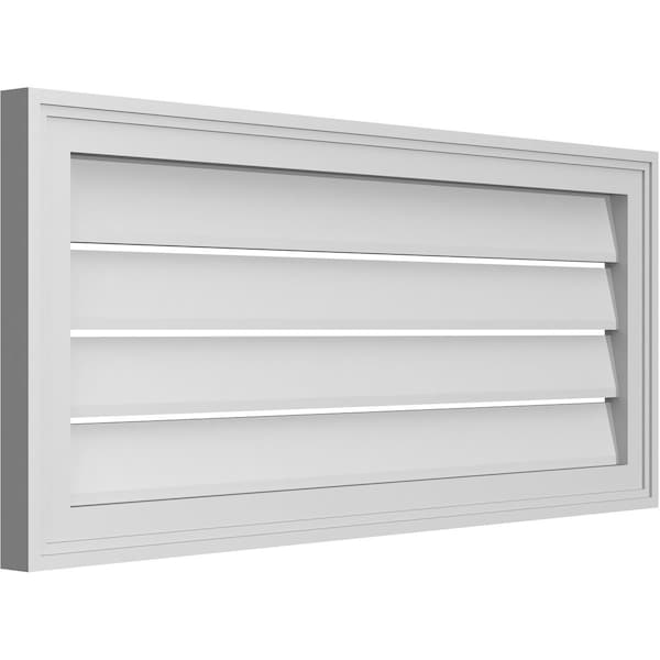 Ekena Millwork Vertical Surface Mount PVC Gable Vent: Functional, w/ 2"W x 1-1/2"P Brickmould Frame, 36"W x 16"H - GVPVE36X1602SF