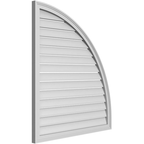 Ekena Millwork Quarter Round Top Right Surface Mount PVC Gable Vent w/ 2"W x 2"P Brickmould Sill Frame, 38"W x 42"H - GVPQR38X4203SF