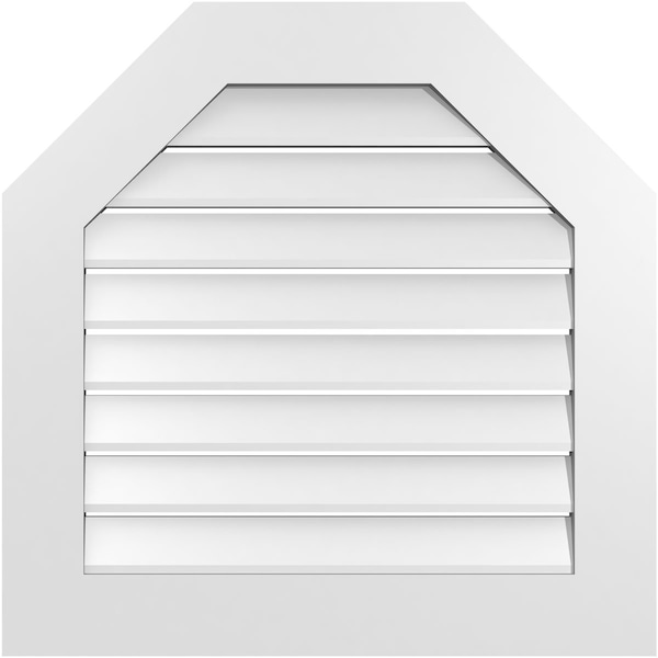 Ekena Millwork Octagonal Top Surface Mount PVC Gable Vent: Functional, w/ 3-1/2"W x 1"P Standard Frame, 28"W x 28"H - GVPOT28X2801SF