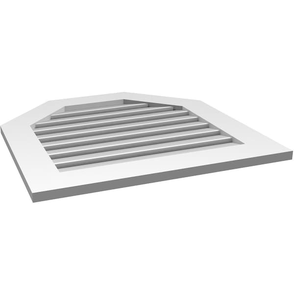 Ekena Millwork Octagonal Top Surface Mount PVC Gable Vent: Functional, w/ 3-1/2"W x 1"P Standard Frame, 28"W x 28"H - GVPOT28X2801SF