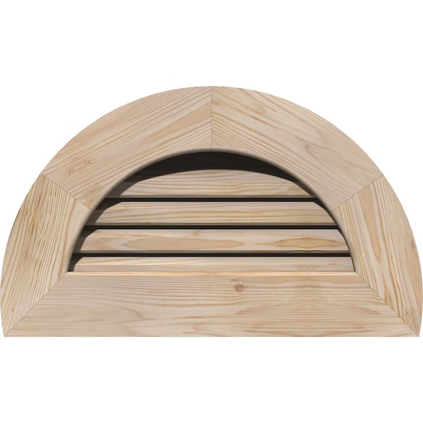 Ekena Millwork Half Round Gable Vent Unfinished, Functional, Pine Gable Vent w/1" x 4" Flat Trim Frame, 26"W x 13"H - GVWHR26X1301SFUPI