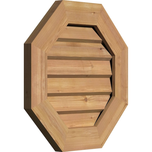 Ekena Millwork Octagonal Gable Vnt Non-Functional Western Red Cedar Gable Vnt w/Decorative Face Frame, 34"W x 34"H - GVWOC34X3402SDUWR