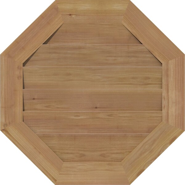 Ekena Millwork Octagonal Gable Vnt Non-Functional Western Red Cedar Gable Vnt w/Decorative Face Frame, 34"W x 34"H - GVWOC34X3402SDUWR