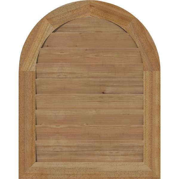 Ekena Millwork Round Top Gable Vnt Non-Functional Western Red Cedar Gable Vnt w/Decorative Face Frame, 12"W x 32"H - GVWRT12X3202RDUWR