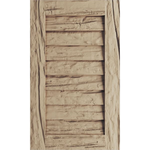 Ekena Millwork Timberthane Riverwood Vertical Faux Wood Non-Functional Gable Vent, Primed Tan, 30"W x 18"H - GVURVE30X18DRWPR