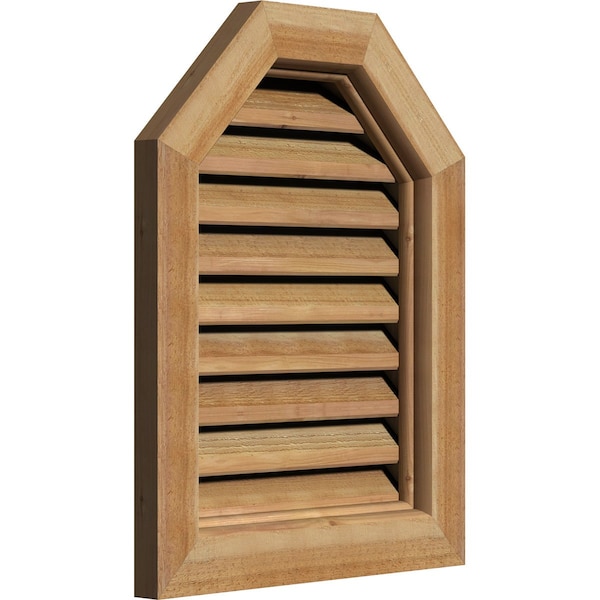 Ekena Millwork Octagonal Top Gable Vent Western Red Cedar Gable Vent w/Brick Mould Face Frame, 24"W x 20"H - GVWOT24X2000RFUWR