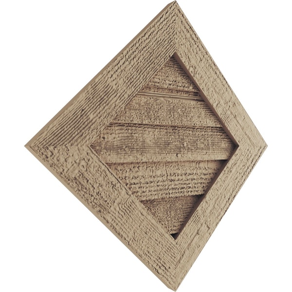 Ekena Millwork Timberthane Rough Sawn Diamond Faux Wood Non-Functional Gable Vent, Primed Tan, 18"W x 18"H - GVURDI18X18DRSPR