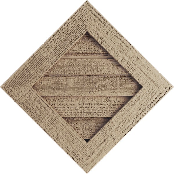 Ekena Millwork Timberthane Rough Sawn Diamond Faux Wood Non-Functional Gable Vent, Primed Tan, 18"W x 18"H - GVURDI18X18DRSPR