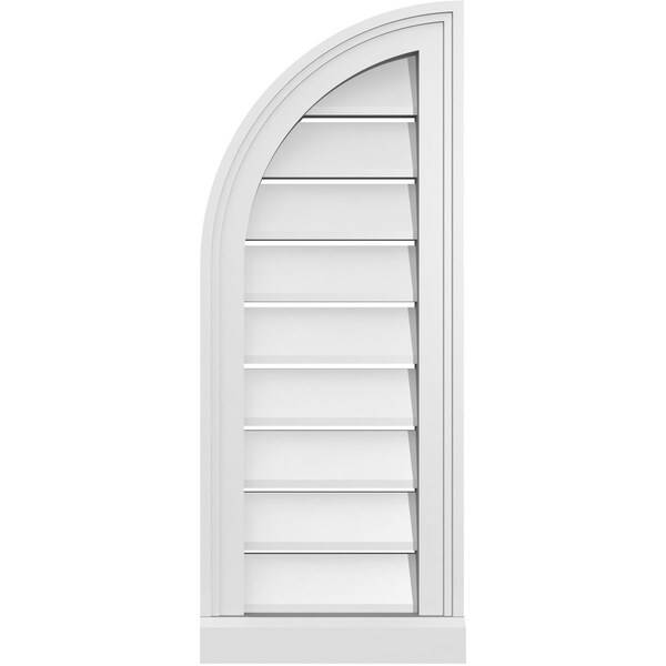 Ekena Millwork Quarter Round Top Left Surface Mount PVC Gable Vent w/ 2"W x 2"P Brickmould Sill Frame, 12"W x 30"H - GVPQL12X3003SF
