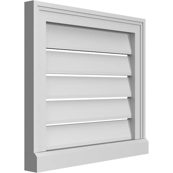Ekena Millwork Vertical Surface Mount PVC Gable Vent: Functional, w/ 2"W x 2"P Brickmould Sill Frame, 20"W x 18"H - GVPVE20X1803SF