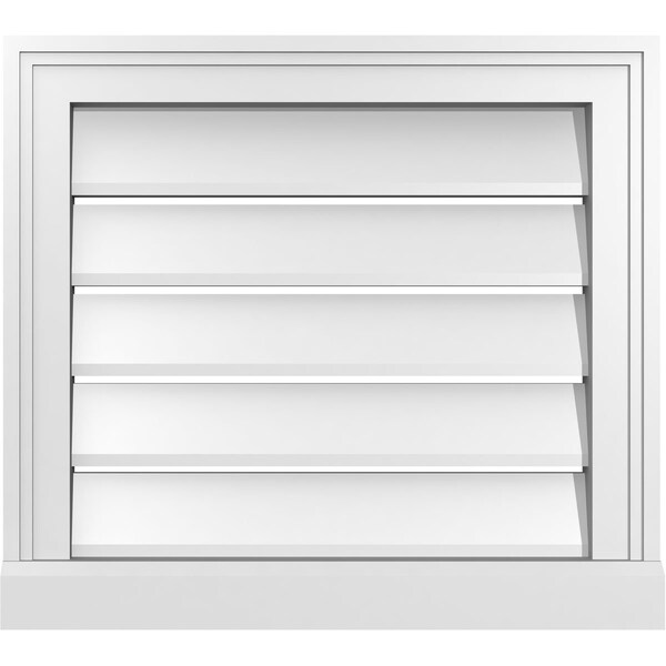 Ekena Millwork Vertical Surface Mount PVC Gable Vent: Functional, w/ 2"W x 2"P Brickmould Sill Frame, 20"W x 18"H - GVPVE20X1803SF