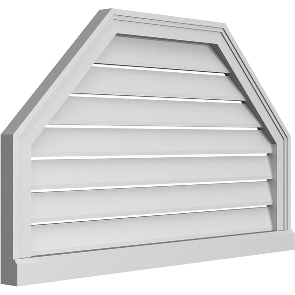 Ekena Millwork Octagonal Top Surface Mount PVC Gable Vent w/ 2"W x 2"P Brickmould Sill Frame, 36"W x 22"H - GVPOT36X2203SF