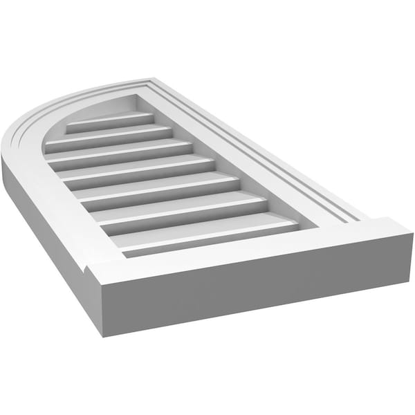 Ekena Millwork Quarter Round Top Left Surface Mount PVC Gable Vent w/ 2"W x 2"P Brickmould Sill Frame, 12"W x 26"H - GVPQL12X2603SF
