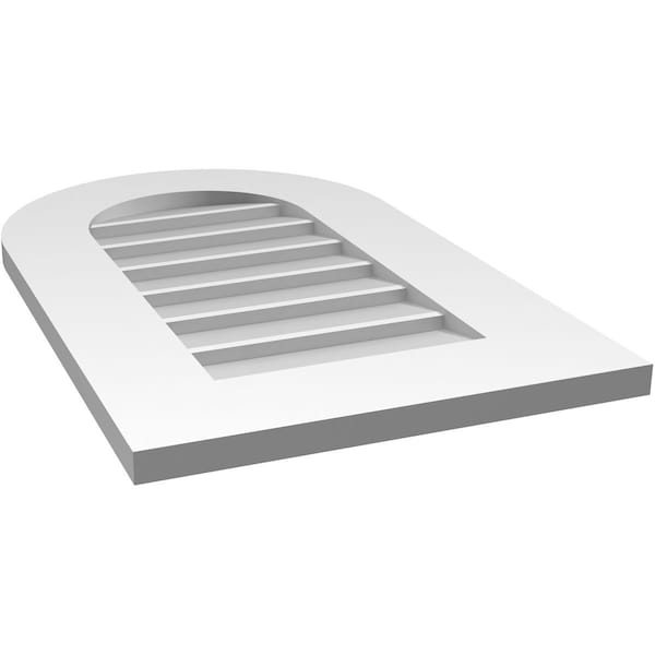 Ekena Millwork Round Top Surface Mount PVC Gable Vent: Non-Functional, w/ 3-1/2"W x 1"P Standard Frame, 16"W x 26"H - GVPRT16X2601SN