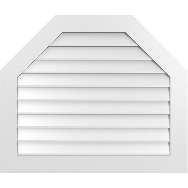 Ekena Millwork Octagonal Top Surface Mount PVC Gable Vent w/ 3-1/2"W x 1"P Standard Frame, 38"W x 32"H - GVPOT38X3201SN