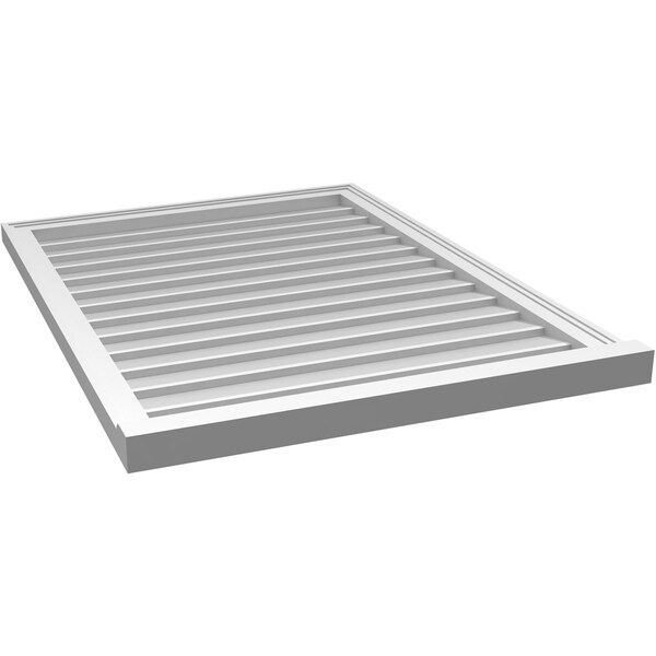Ekena Millwork Vertical Surface Mount PVC Gable Vent w/ 2"W x 2"H , Brickmould Sill Frame, 30"W x 40"H - GVPVE30X4003SN