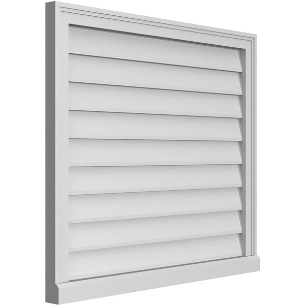 Ekena Millwork Vertical Surface Mount PVC Gable Vent w/ 2"W x 2"H , Brickmould Sill Frame, 34"W x 30"H - GVPVE34X3003SN