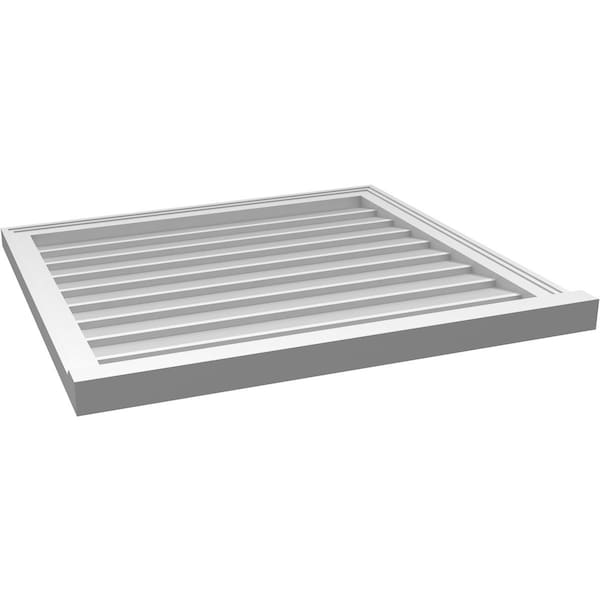 Ekena Millwork Vertical Surface Mount PVC Gable Vent w/ 2"W x 2"H , Brickmould Sill Frame, 32"W x 30"H - GVPVE32X3003SN