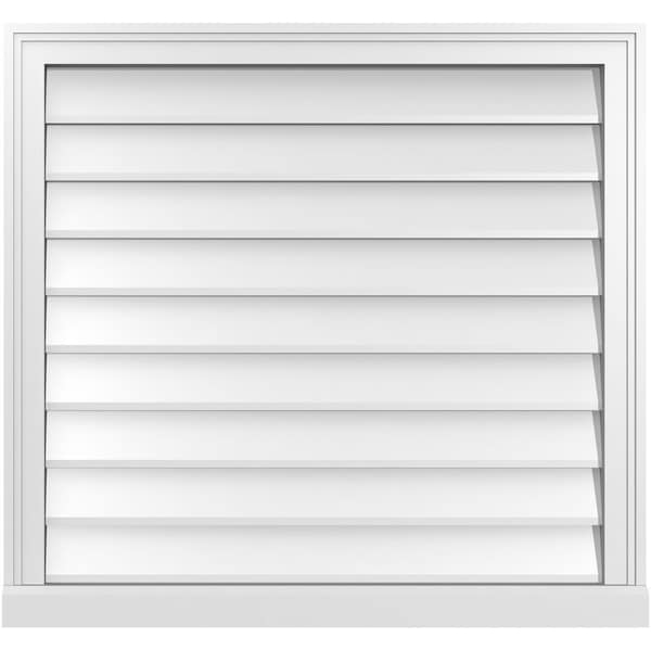 Ekena Millwork Vertical Surface Mount PVC Gable Vent w/ 2"W x 2"H , Brickmould Sill Frame, 32"W x 30"H - GVPVE32X3003SN