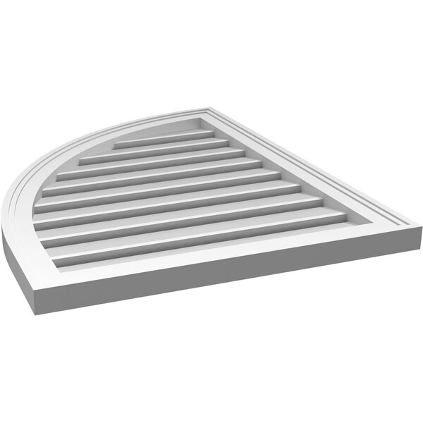 Ekena Millwork Quarter Round Top Left Surface Mount PVC Gable Vent w/ 2"W x 1-1/2"P Brickmould Frame, 24"W x 30"H - GVPQL24X3002SF