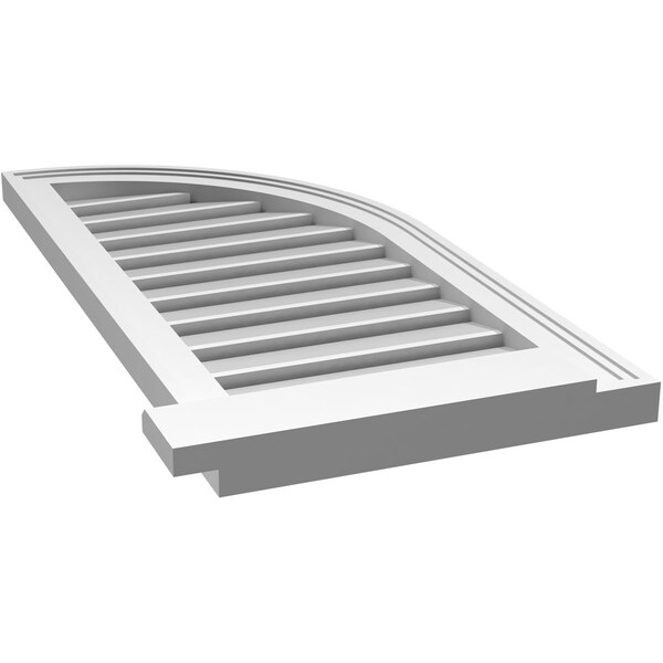 Ekena Millwork Quarter Round Top Right Surface Mount PVC Gable Vent w/ 2"W x 2"P Brickmould Sill Frame, 16"W x 34"H - GVPQR16X3403SF