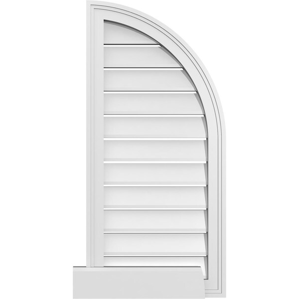 Ekena Millwork Quarter Round Top Right Surface Mount PVC Gable Vent w/ 2"W x 2"P Brickmould Sill Frame, 16"W x 34"H - GVPQR16X3403SF