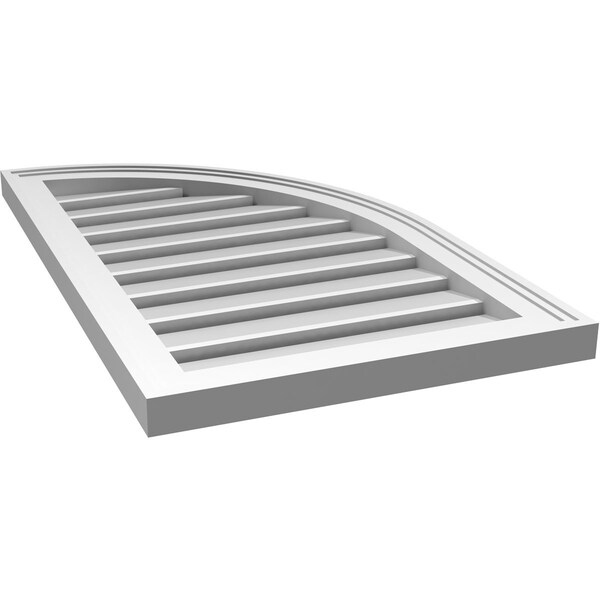 Ekena Millwork Quarter Round Top Right Surface Mount PVC Gable Vent w/ 2"W x 2"P Brickmould Sill Frame, 18"W x 30"H - GVPQR18X3003SF