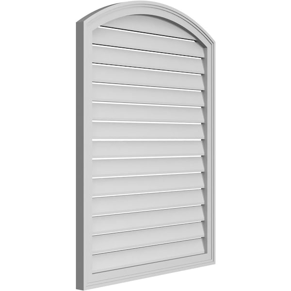 Ekena Millwork Arch Top Surface Mount PVC Gable Vent: Non-Functional, w/2"W x 1-1/2"P Brickmould Frame, 32"W x 40"H - GVPAR32X4002SN