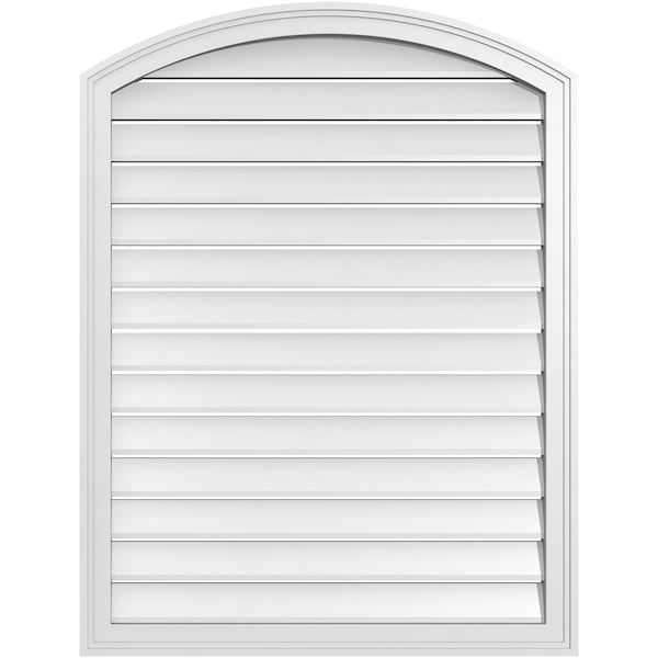Ekena Millwork Arch Top Surface Mount PVC Gable Vent: Non-Functional, w/2"W x 1-1/2"P Brickmould Frame, 32"W x 40"H - GVPAR32X4002SN