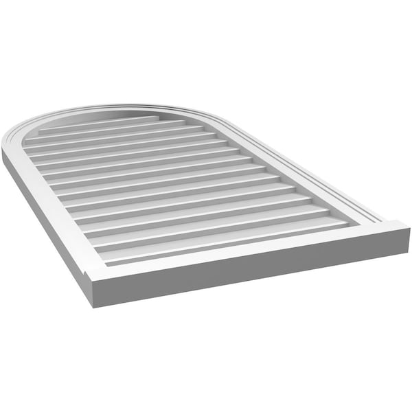 Ekena Millwork Round Top Surface Mount PVC Gable Vent w/ 2"W x 2"P Brickmould Sill Frame, 24"W x 42"H - GVPRT24X4203SN