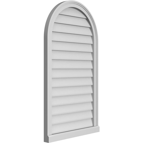 Ekena Millwork Round Top Surface Mount PVC Gable Vent w/ 2"W x 2"P Brickmould Sill Frame, 24"W x 42"H - GVPRT24X4203SN