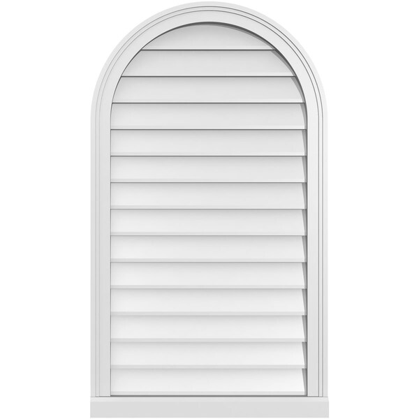 Ekena Millwork Round Top Surface Mount PVC Gable Vent w/ 2"W x 2"P Brickmould Sill Frame, 24"W x 42"H - GVPRT24X4203SN